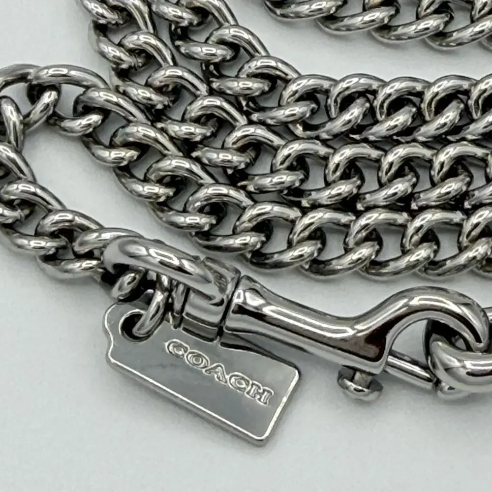 Coach Silver Tone Curb Chain Crossbody Replacement Bag Strap Dogleash Clips 46in